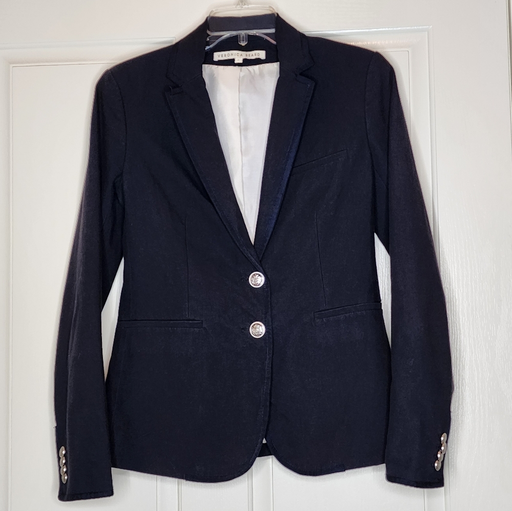 Veronica Beard-Navy-Two Button Dickey Blazer Jacket-size 0